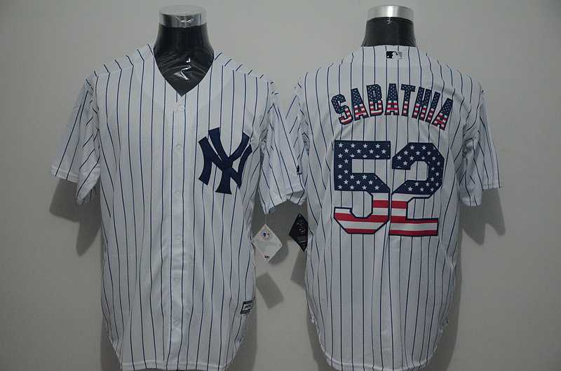 New York Yankees #52 C.C. Sabathia White Pinstripe USA Flag Fashion Stitched MLB Jersey,We sell and wholesale New York Yankees #52 C.C. Sabathia White Pinstripe USA Flag Fashion Stitched MLB Jersey on line form chian!